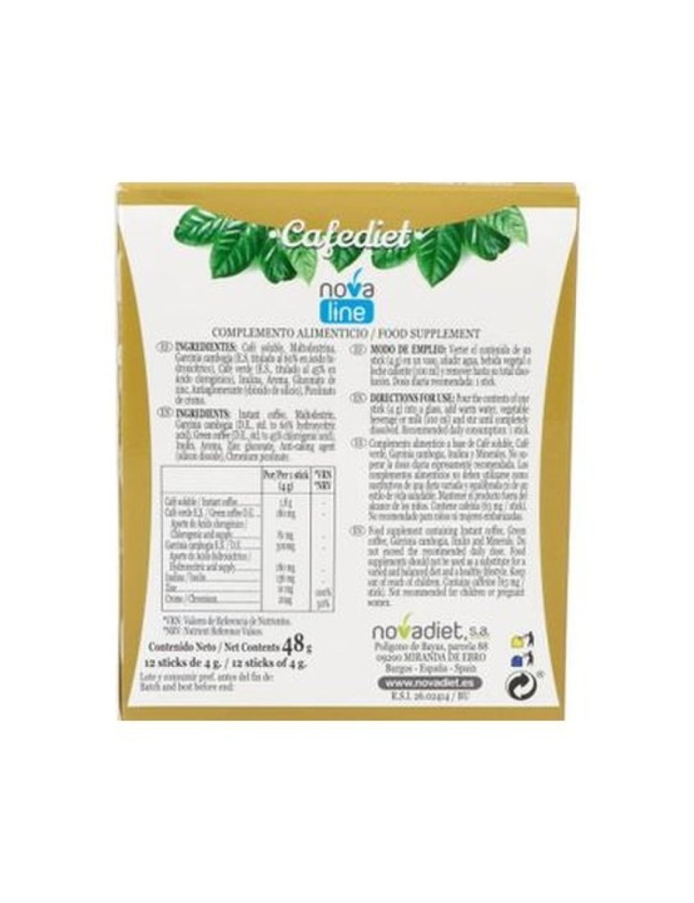 CAFEDIET 12 STICKS NOVADIET