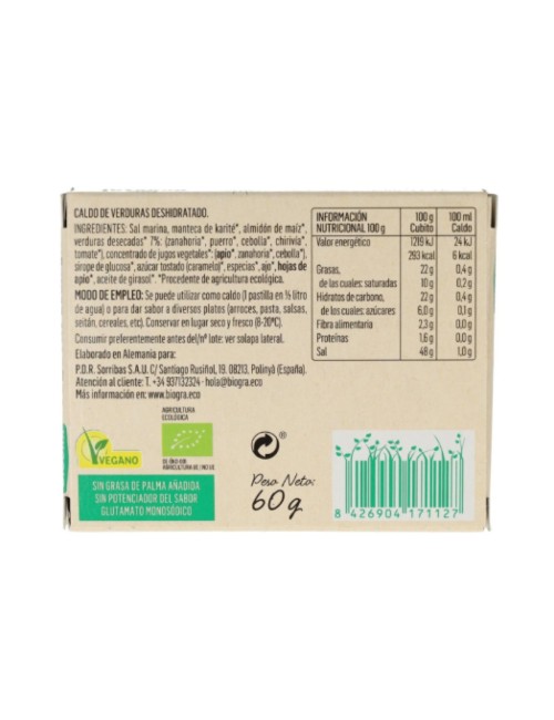 BIOGRA CALDO VEGETAL ECOLOGICO 6X10 GR