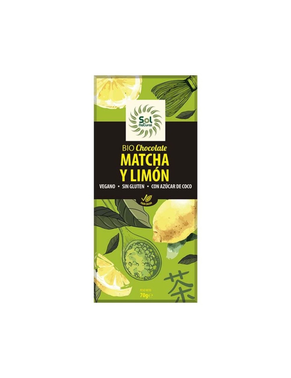 CHOCOLATE MATCHA Y LIMON BIO 70 G