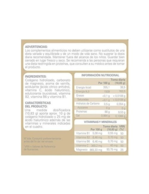 COLÁGENO CON ÁCIDO HIALURÓNICO Y MAGNESIO SABOR VAINILLA