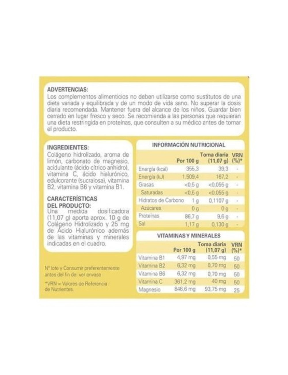 COLÁGENO, ÁCIDO HIALURÓNICO Y MAGNESIO SABOR LIMÓN 332 GR EPAPLUS