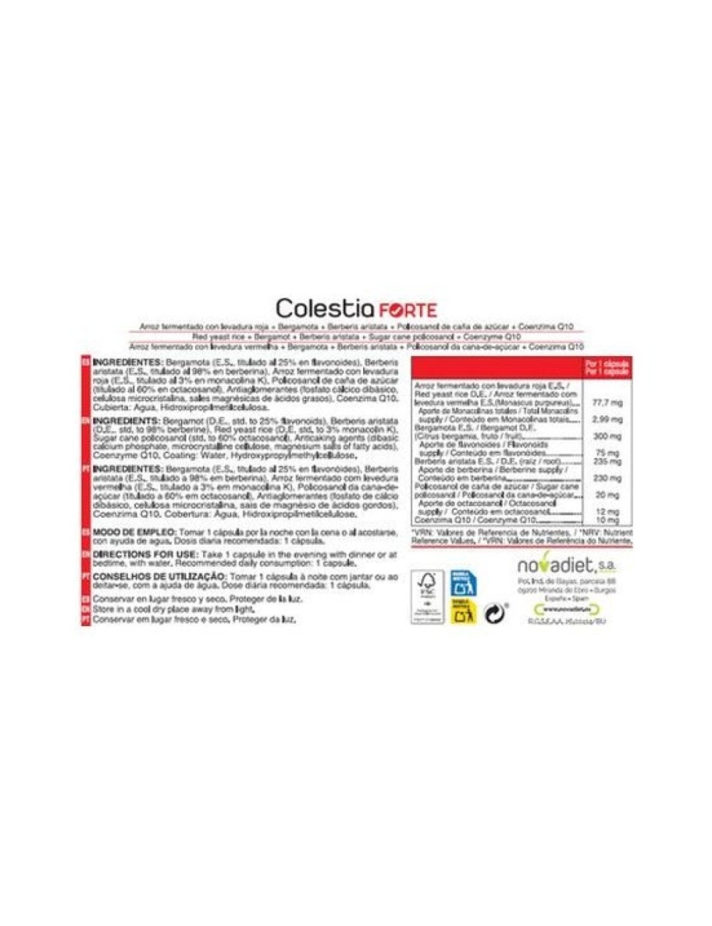 COLESTIA FORTE 60 CAPSULAS NOVADIET