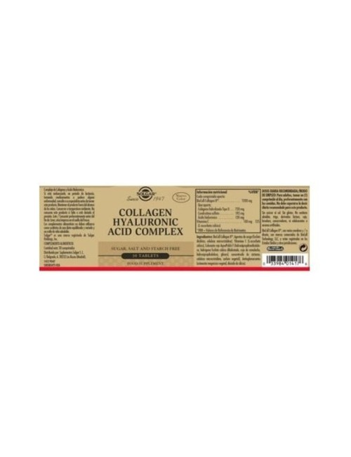 COLLAGEN HYALURONIC ACIDO COMPLEX 30 TABLETAS SOLGAR