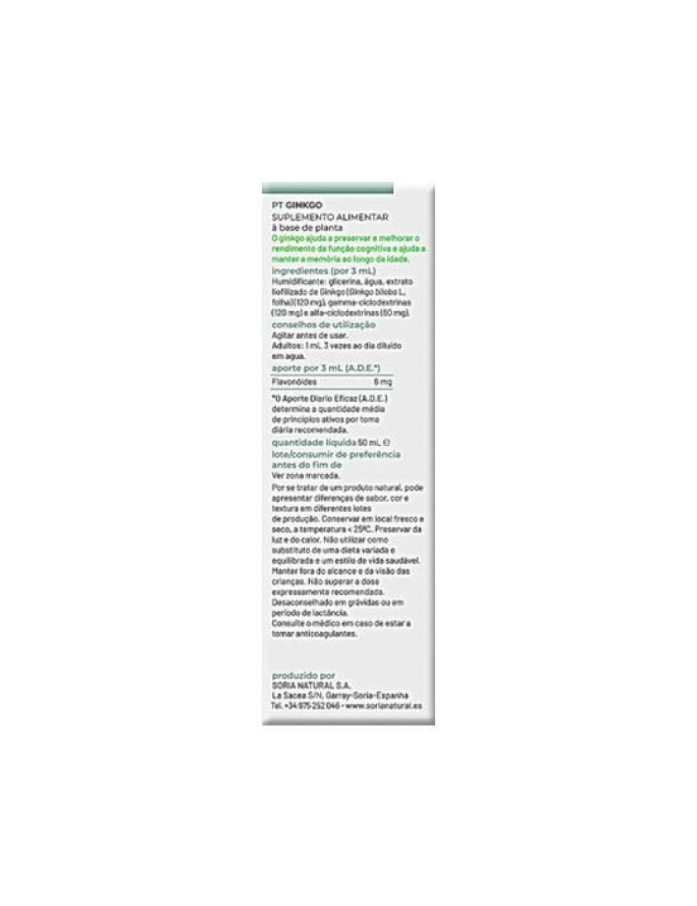 EXTRACTO GINKGO BILOBA 50 ML SORIA NATURAL