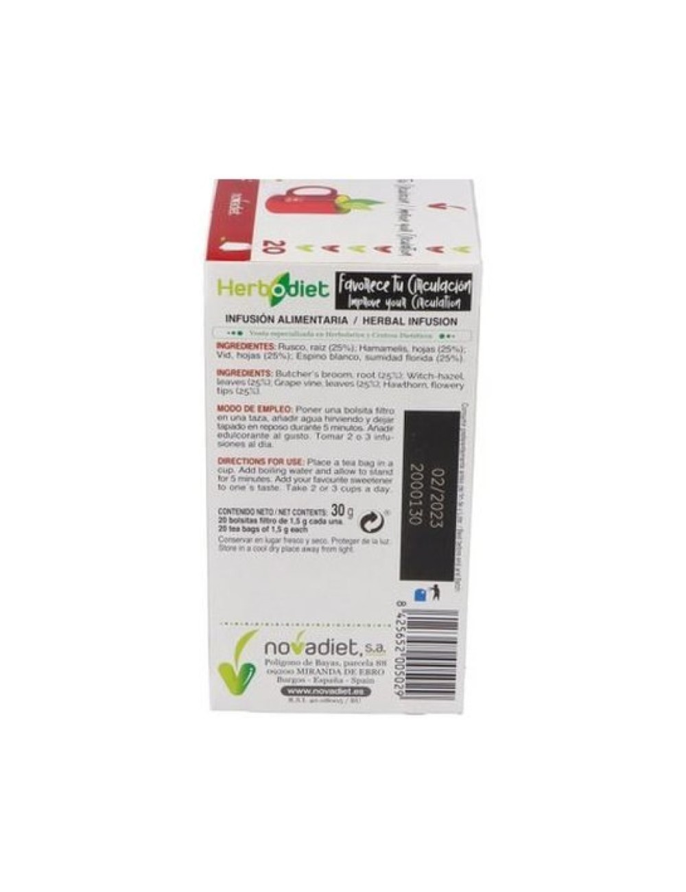 FAVORECE TU CIRCULACIÓN 20 FILTROS HERBODIET NOVADIET