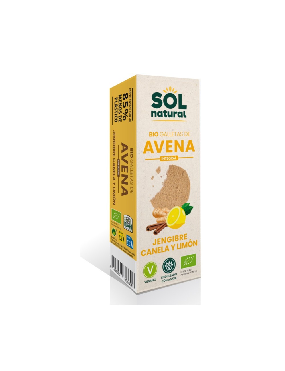 GALLETAS DE AVENA INT. JENGIBRE CANELA Y LIMÓN 175 GR SOL NATURAL