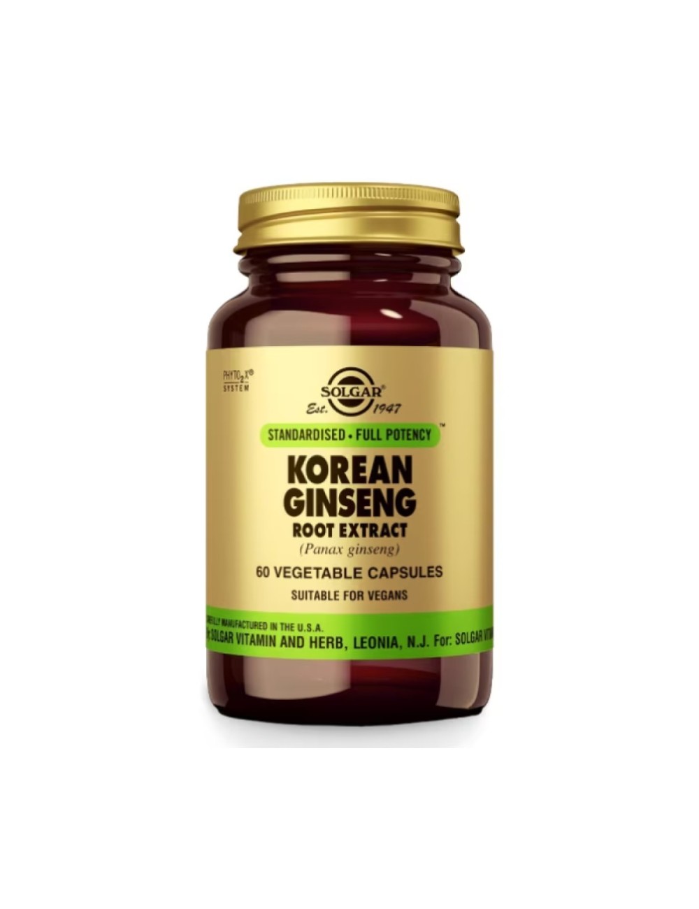 GINSENG COREANO PANAX 60 CAPSULAS SOLGAR