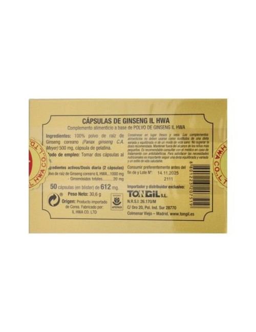 GINSENG KOREANO IL HWA 50CAP TONGIL