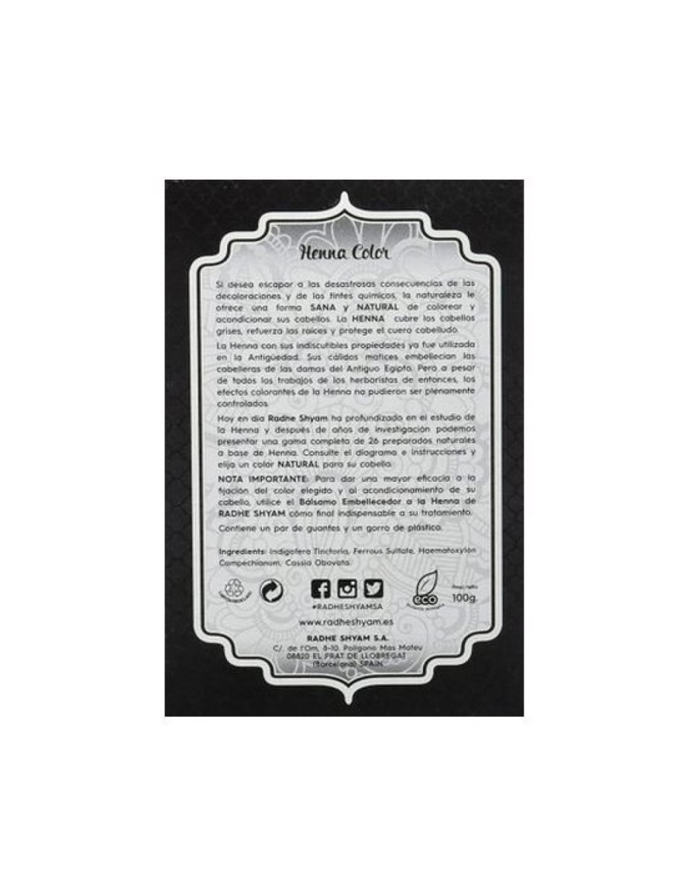 HENNA NEGRO 100 GR RADHE SHYAM