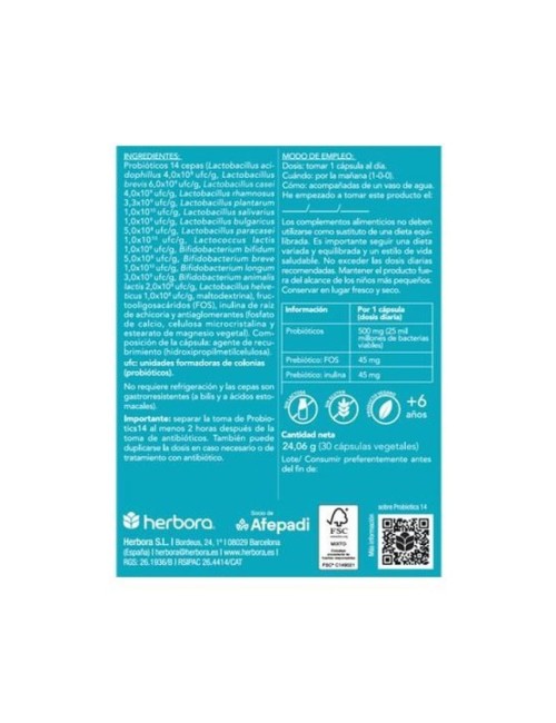 PROBIOTICS14 30 CÁPSULAS HERBORA
