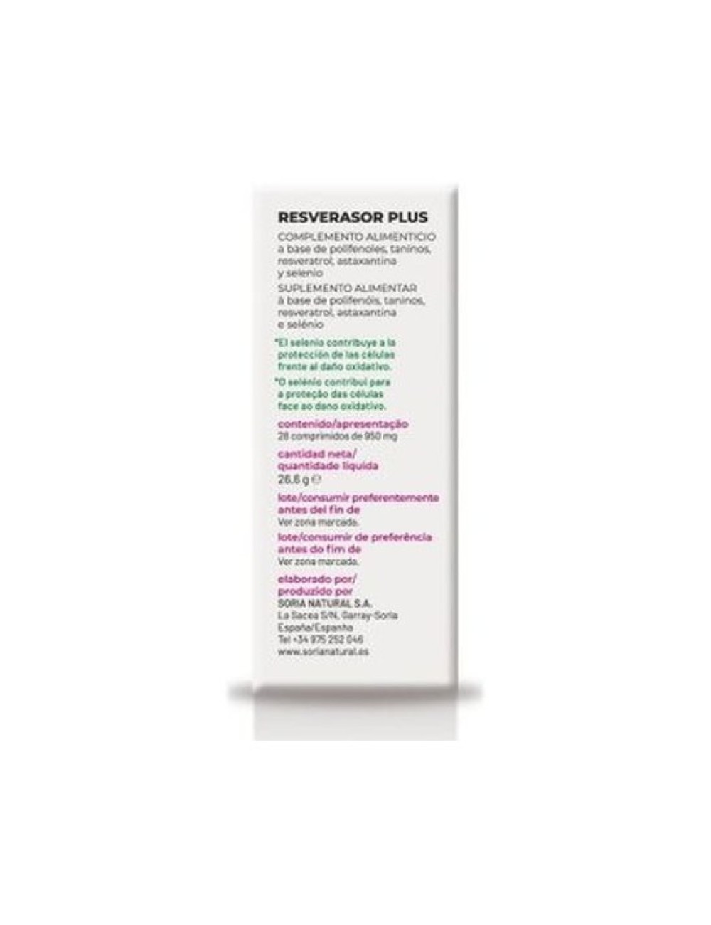 RESVERASOR PLUS 28 COMP SORIA NATURAL