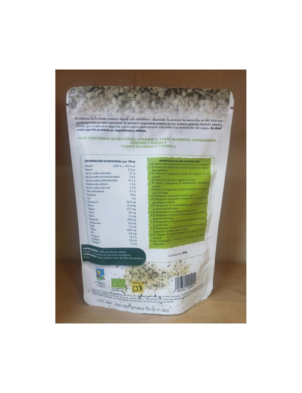 SALUD VIVA SEMILLAS DE CAÑAMO PELADAS 250 GR