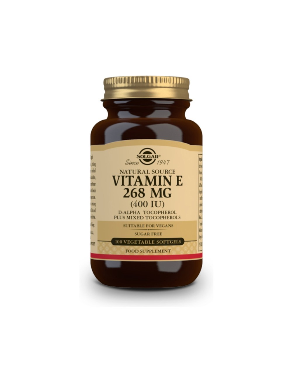 VITAMINA E 268 MG (400IU) 100 CAPSULAS SOLGAR