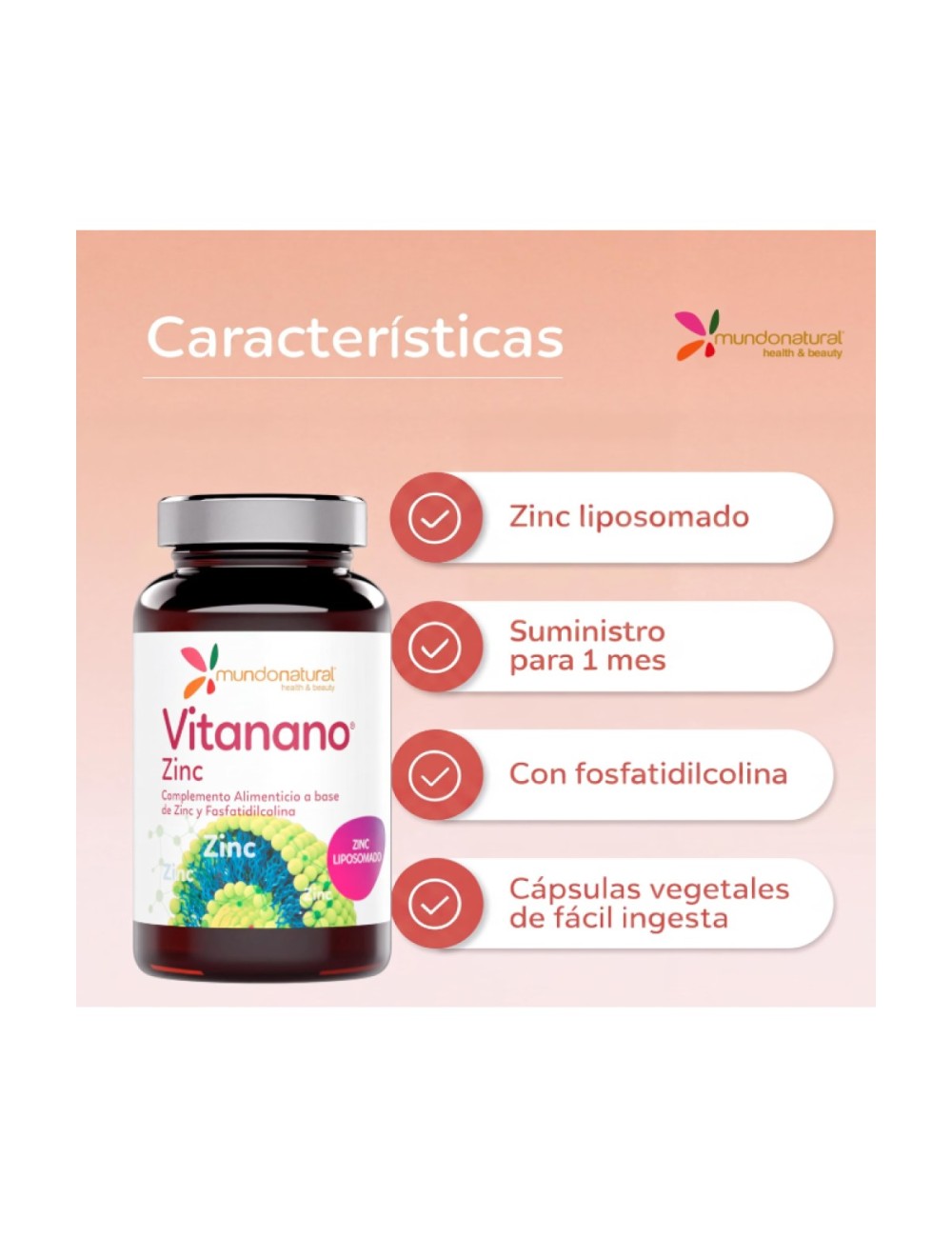 MUNDONATURAL VITANANO ZINC LIPOSOMADO 30 CAPSULAS