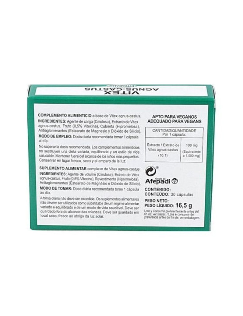 VITEX AGNUS-CASTUS 1000 MG 30 CAP INTEGRALIA