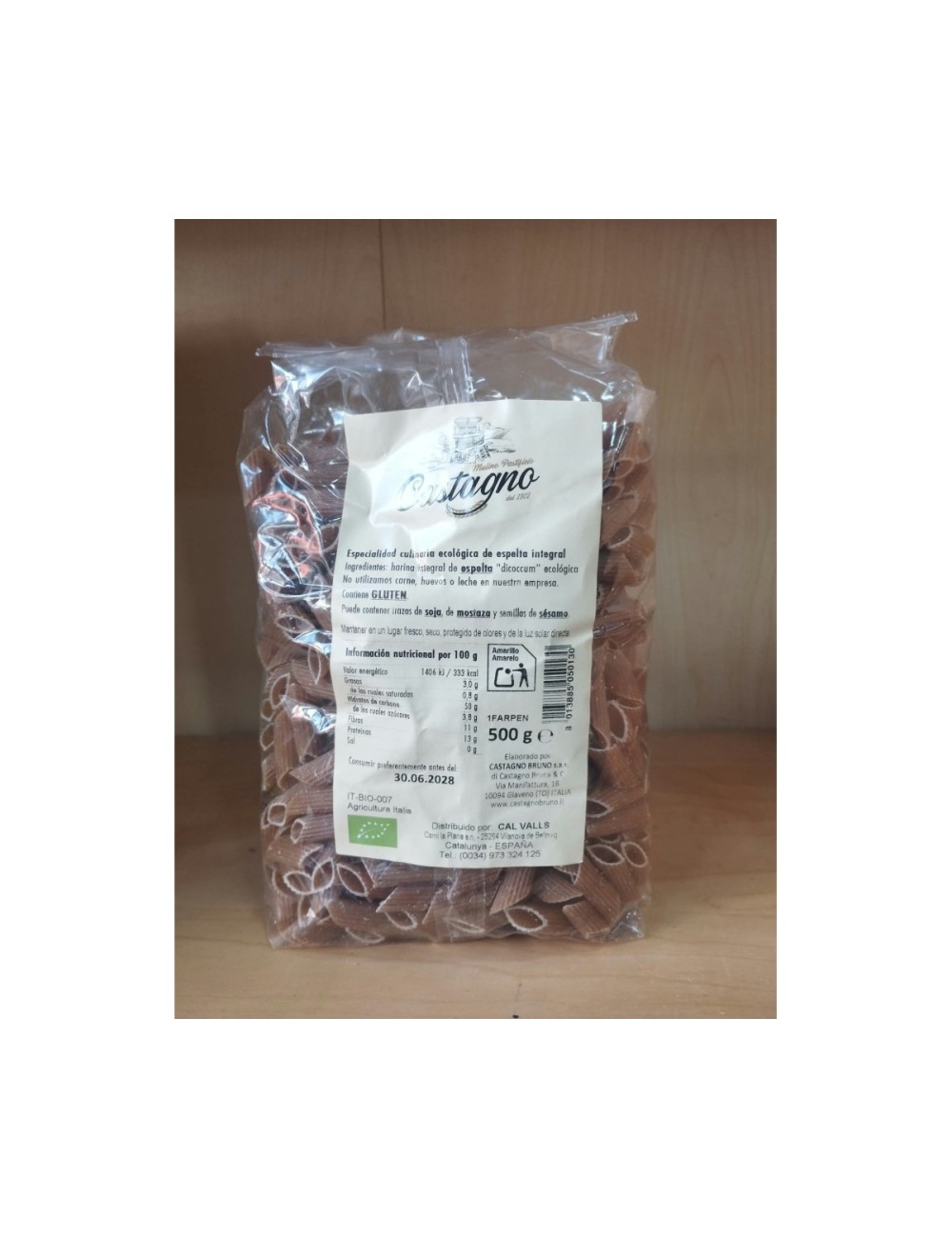 MACARRONES DE ESPELTA ECO 500 GR CASTAGNO