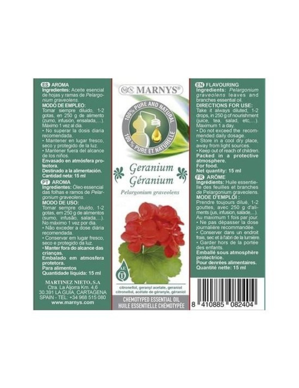 ACEITE ESENCIAL GERANIO 15 ML MARNYS