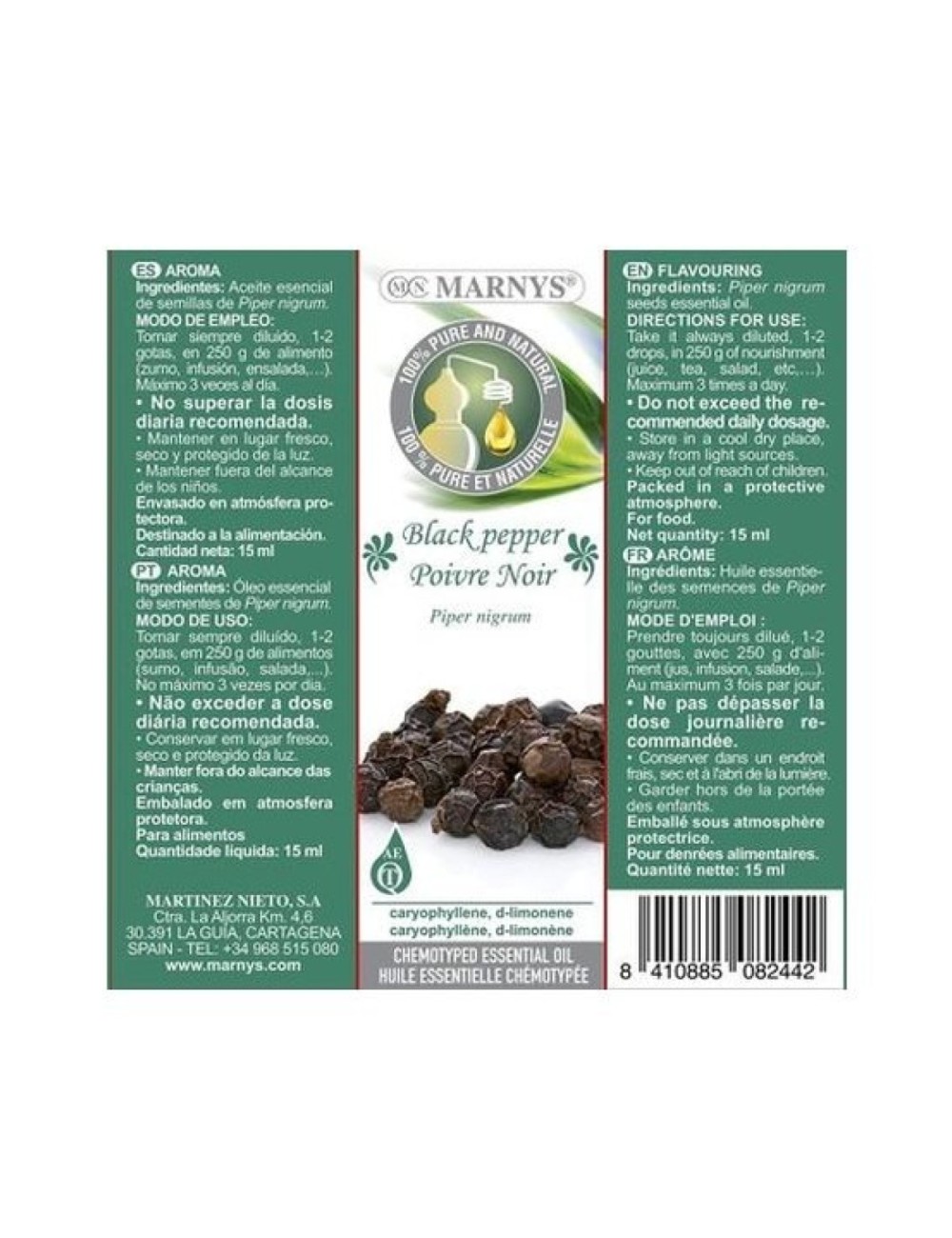 ACEITE ESENCIAL PIMIENTA NEGRA 15 ML MARNYS
