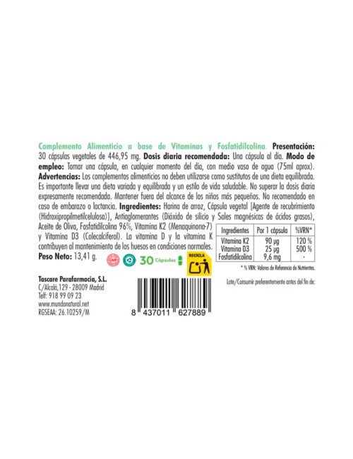 MUNDONATURAL VITANANO D3+K2 30 CÁPSULAS