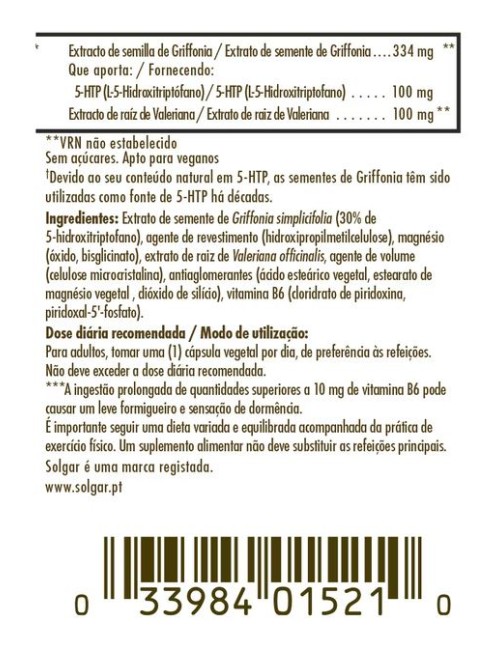 SOLGAR GRIFFONIA 5-HTP COMPLEX 30 CAP