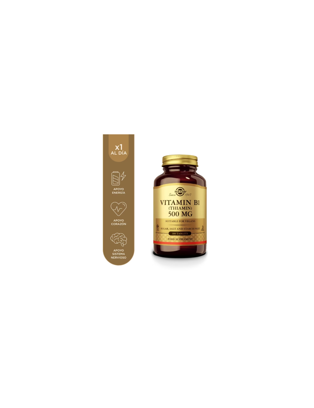 SOLGAR VITAMINA B1 (TIAMINA) 500 MG 100 COMP
