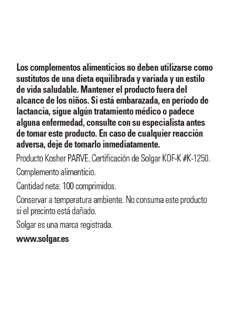 SOLGAR VITAMINA B1 (TIAMINA) 500 MG 100 COMP