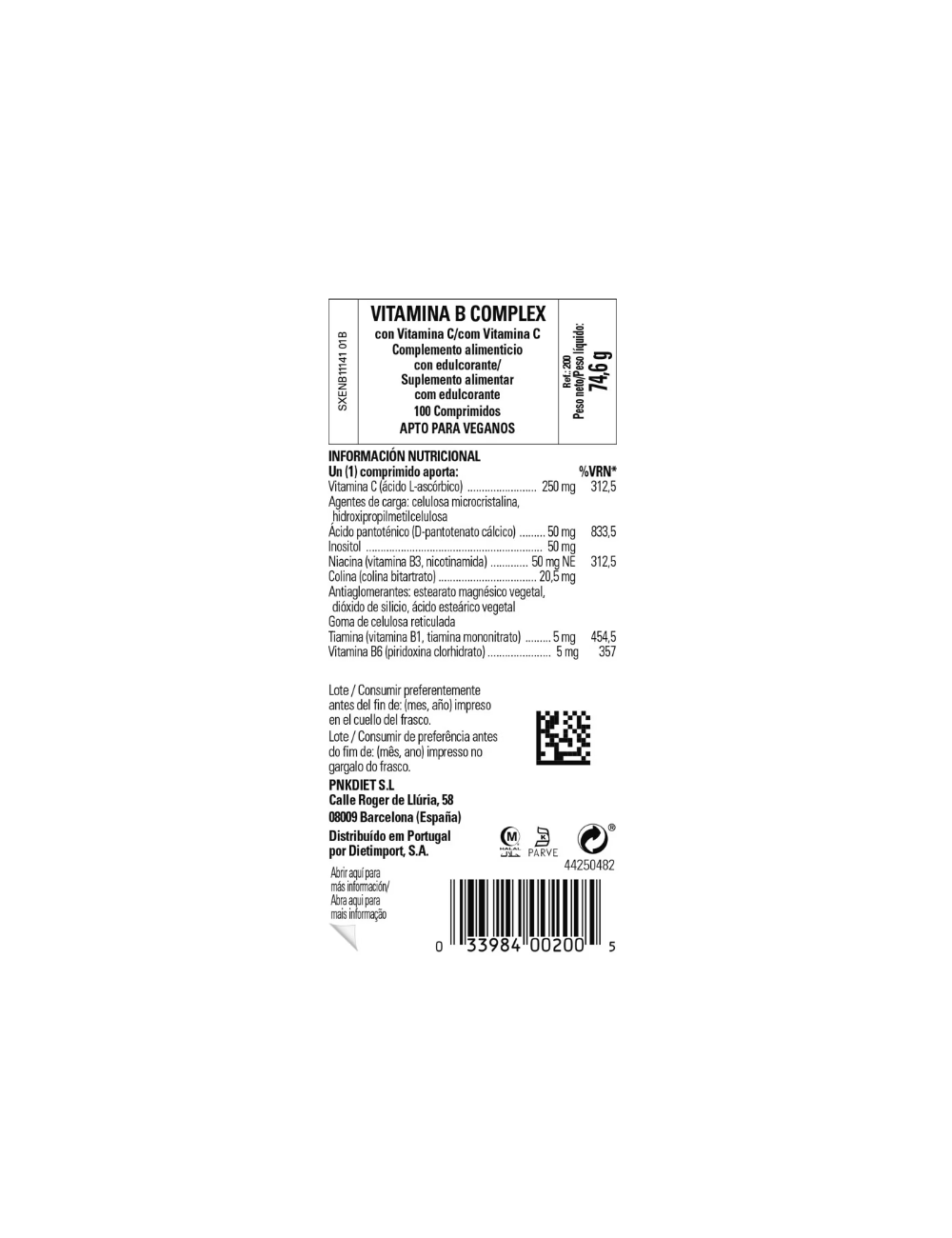 SOLGAR VITAMINA B-COMPLEX CON VITAMINA C 100 COMP