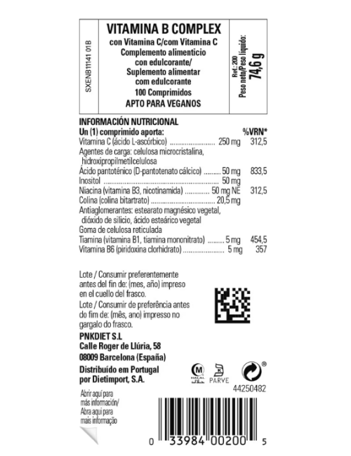 SOLGAR VITAMINA B-COMPLEX CON VITAMINA C 100 COMP
