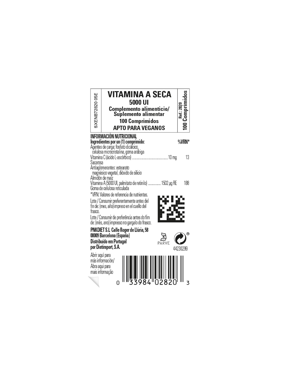SOLGAR VITAMINA A 5000 IU 100 COMP