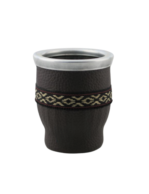 MALPICA VASO DE CRISTAL FORRADO CUERO NEGRO 150 ML