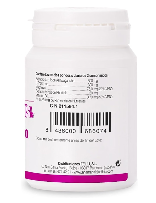 ANA MARIA LA JUSTICIA TRIPTOFANO PLUS CON ASHWAGANDHA, RHODIOLA Y MAGNESIO 30 COMP