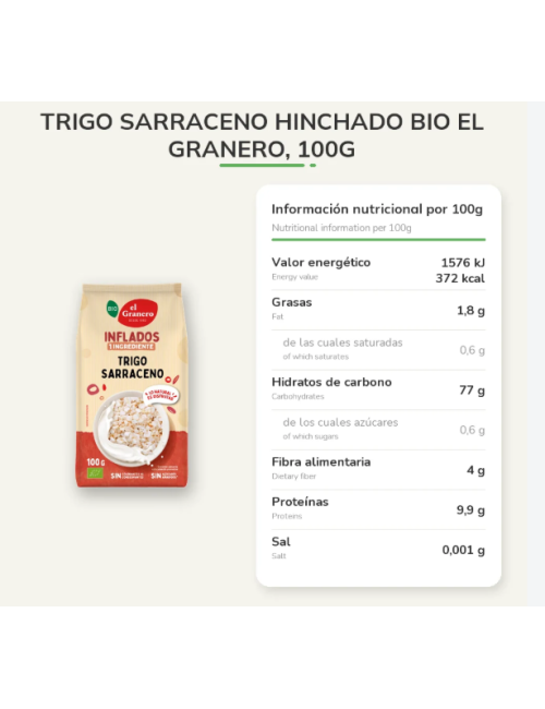 EL GRANERO TRIGO SARRACENO HINCHADO 100 GR