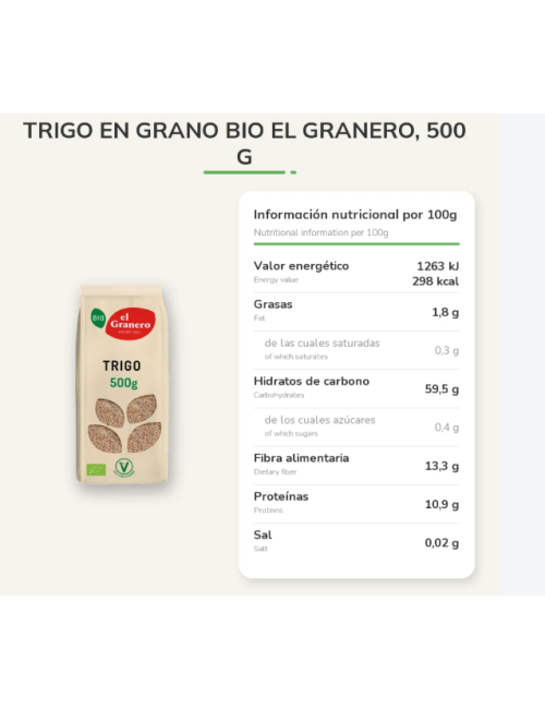 EL GRANERO TRIGO EN GRANO 500 GR