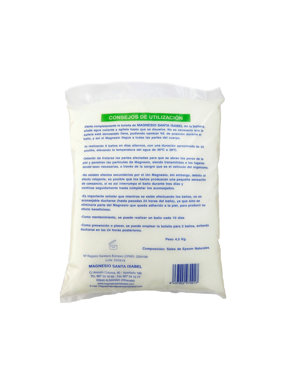 SANRA ISABEL MAGNESIO SALES DE BAÑO 4.5 KG