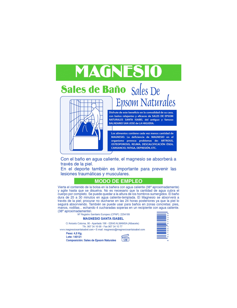 SANRA ISABEL MAGNESIO SALES DE BAÑO 4.5 KG