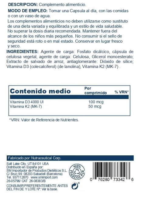 SOLARAY Vitamina D3+K2 60 CAP