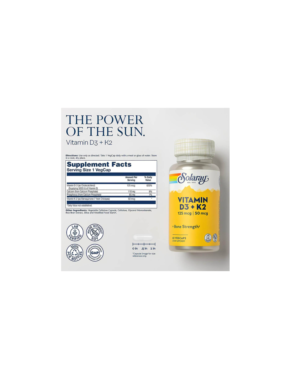 SOLARAY Vitamina D3+K2 60 CAP