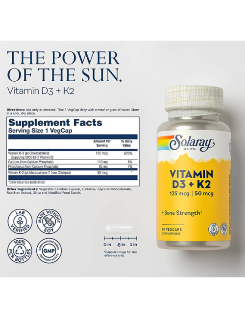 SOLARAY Vitamina D3+K2 60 CAP