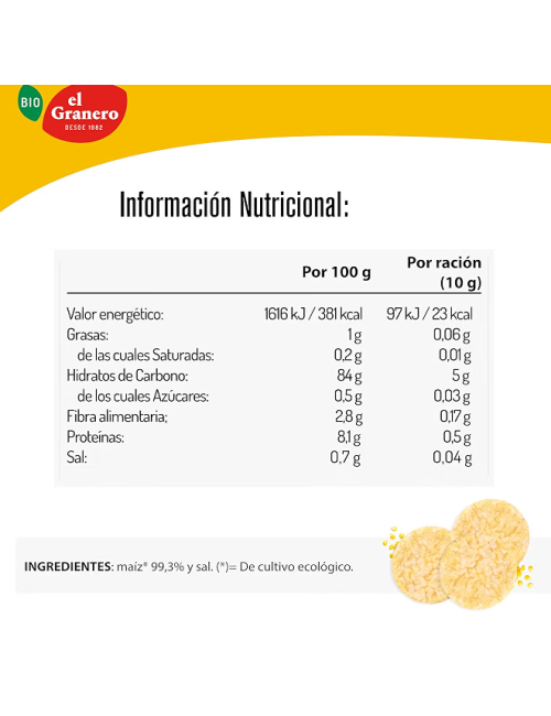 EL GRANERO TORTITAS DE MAÍZ 130 GR