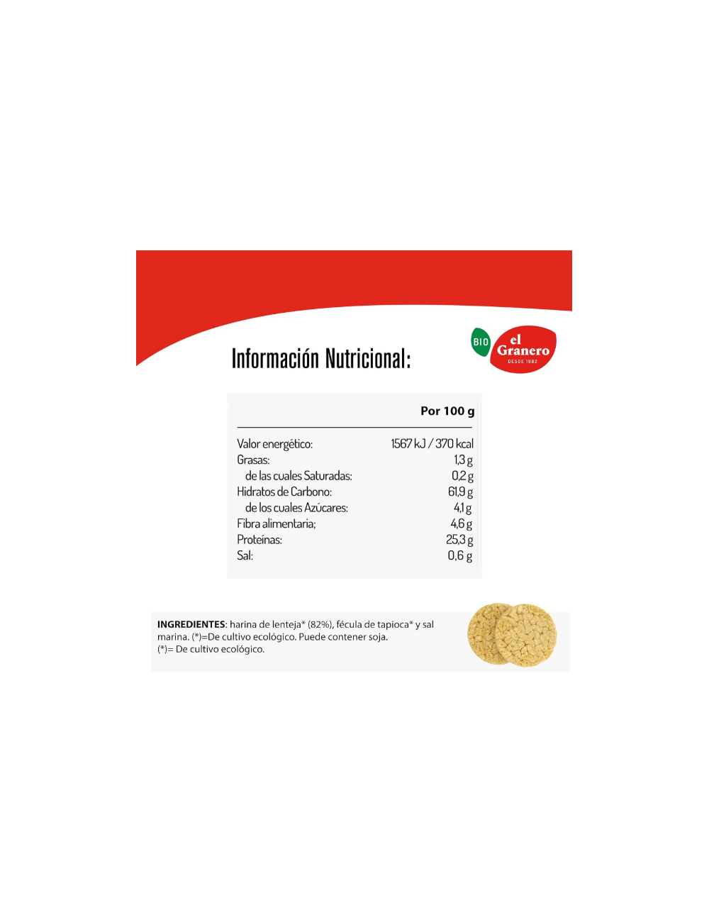 EL GRANERO TORTITAS PROTEIN DE LENTEJAS S/G 125 GR