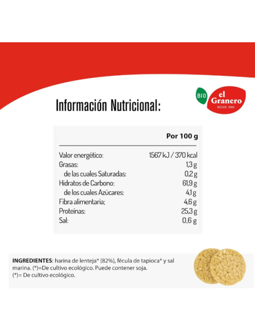 EL GRANERO TORTITAS PROTEIN DE LENTEJAS S/G 125 GR