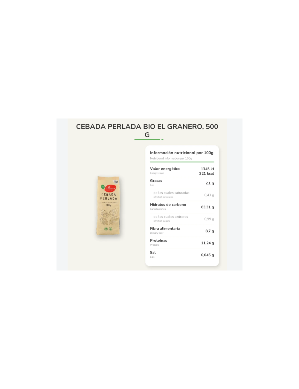 EL GRANERO CEBADA PERLADA 500 GR