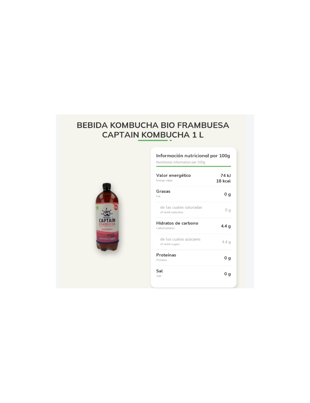 CAPTAIN KOMBUCHA FRAMBUESA 1 LITRO