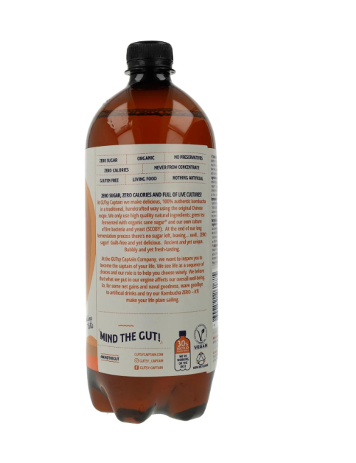 CAPTAIN KOMBUCHA SABOR JENGIBRE-LIMÓN ZERO 1 LITRO