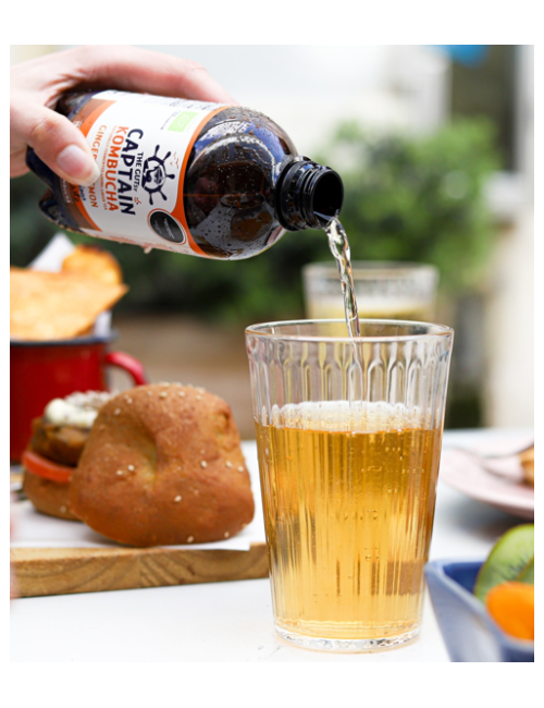 CAPTAIN KOMBUCHA SABOR JENGIBRE-LIMÓN ZERO 1 LITRO