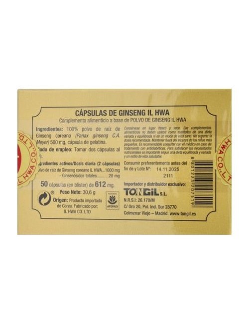 TONGIL GINSENG KOREANO IL HWA 50 CAP