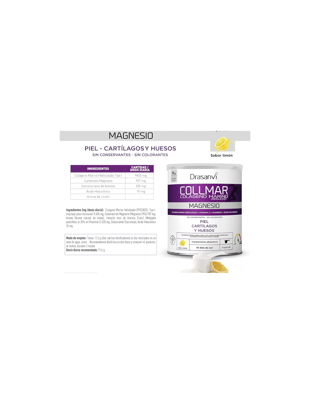 DRASANVI COLLMAR MAGNESIO SABOR LIMÓN 300 GR