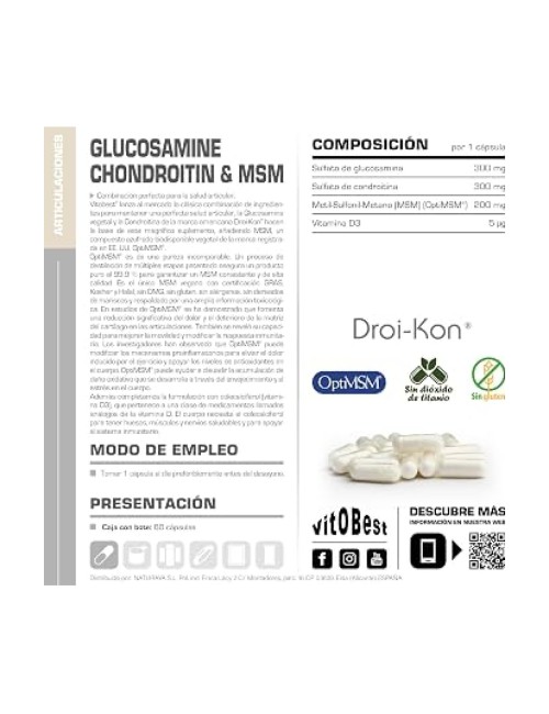 VITOBEST GLUCOSAMINA CONDROITINA Y MSM 60 CAPSULAS