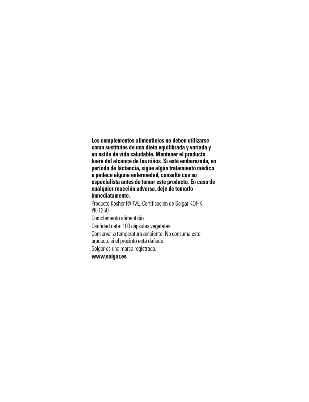 SOLGAR COLINA 350 MG 100 CAPSULAS