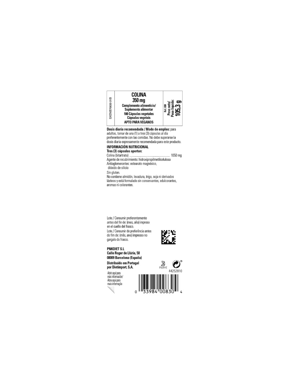 SOLGAR COLINA 350 MG 100 CAPSULAS